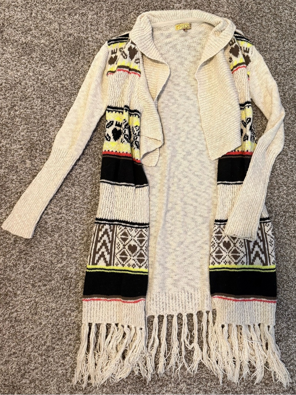 Princess Vera Wang Aztec Sweater Cardigan Duster- Women’s Size S